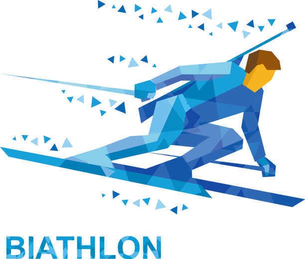 冬季两项运动员用步枪快速滑雪图片下载