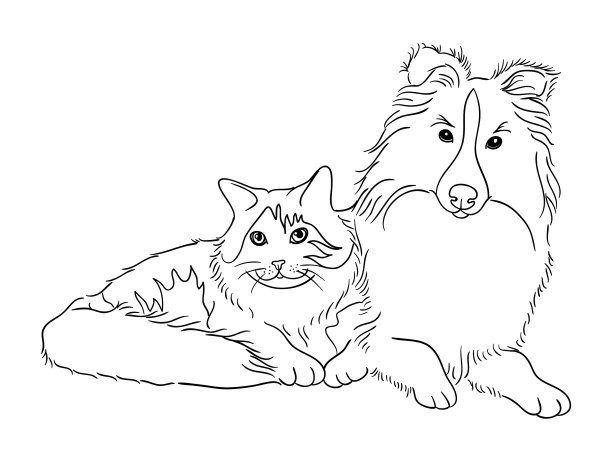 猫和狗线艺术07图片下载
