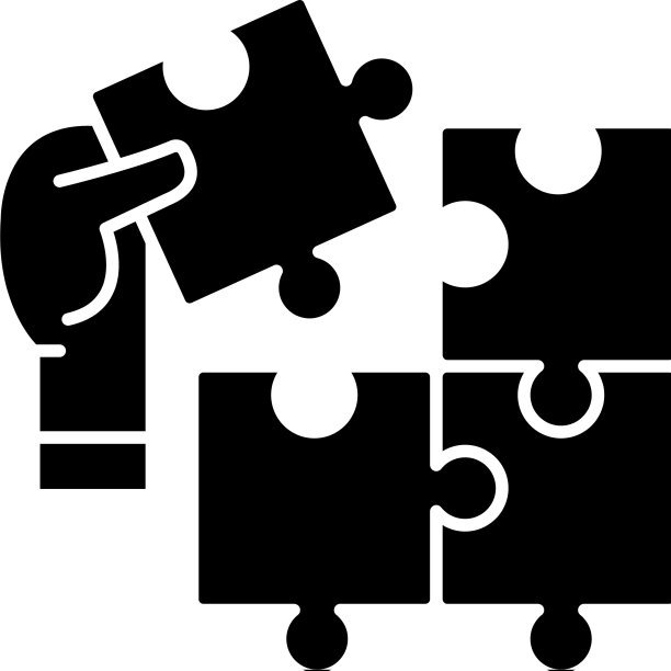 拼图块上的黑色图标被孤立图片下载