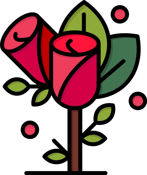 花爱心婚礼平面颜色图标图标图片下载