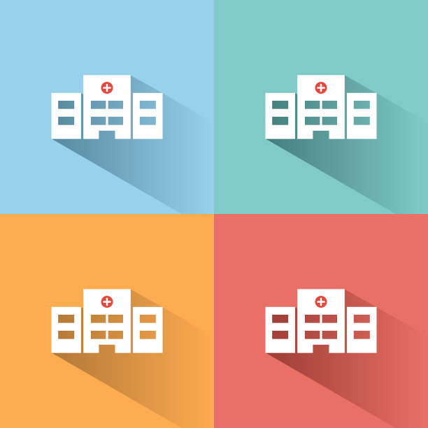 医院图标与阴影的彩色背景图片下载