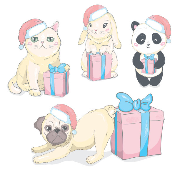 宠物有狗、猫和兔子图片下载