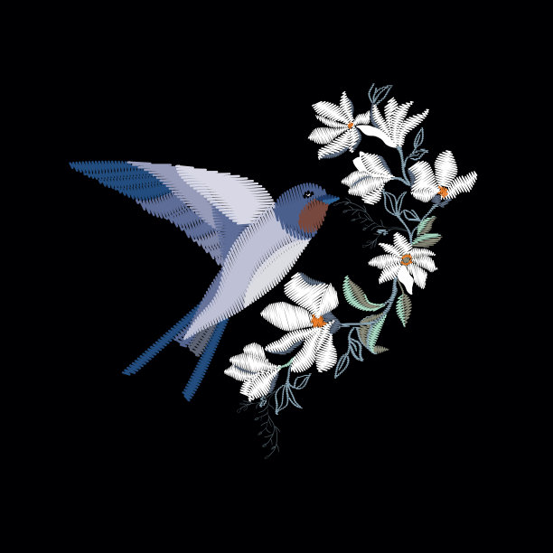 刺绣用美丽的燕子鸟图片下载