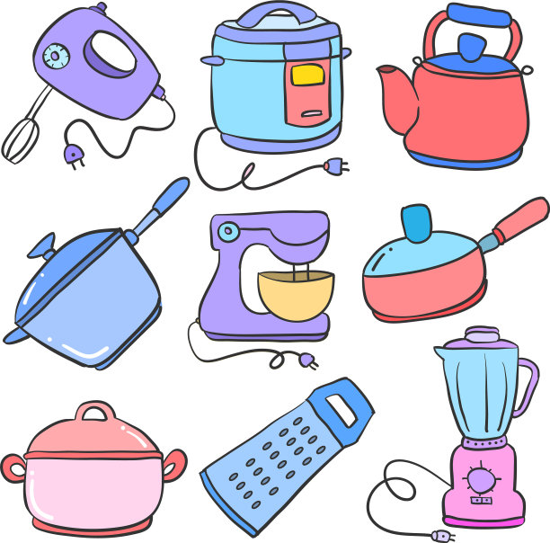 厨具设计艺术涂鸦图片下载