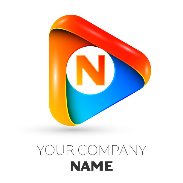 彩色三角形中的字母n符号图片下载