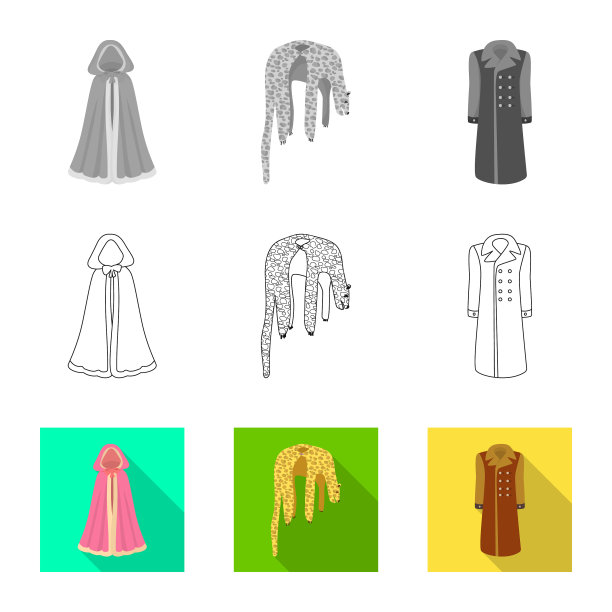孤立的对象材料和服装标志集图片下载