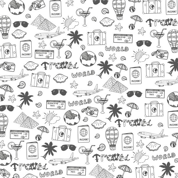 旅游手绘涂鸦背景旅游和图片下载