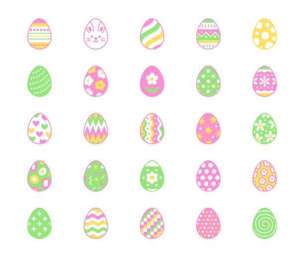 复活节食物平面线图标设置彩蛋彩绘图片下载