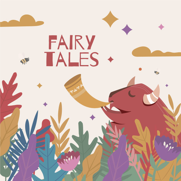 野牛精灵在神奇的森林里吹着笛子图片下载