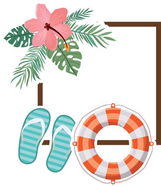 框架与夏季物体在白色背景图片下载