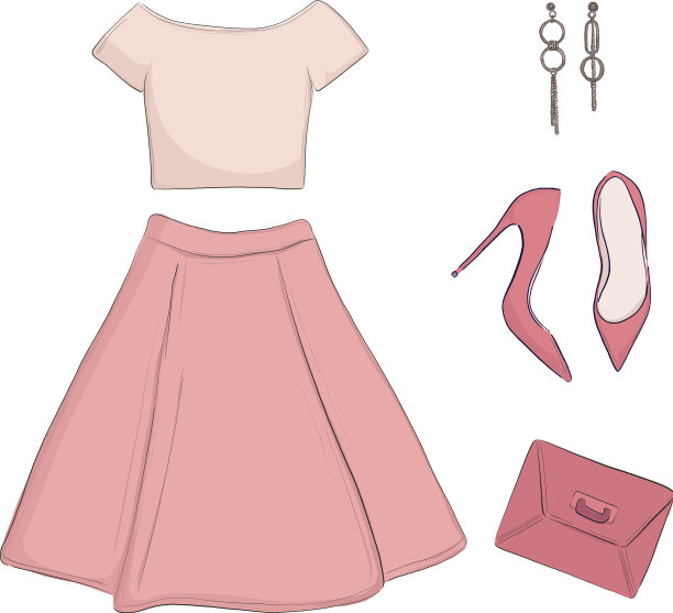 时尚服装夏装露脐上装玫瑰裙图片下载