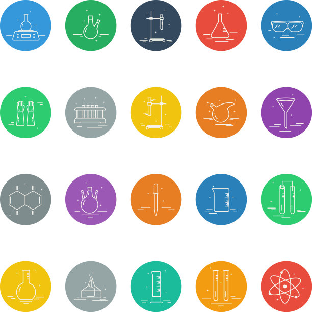 一套图标与化学实验室设备图片下载