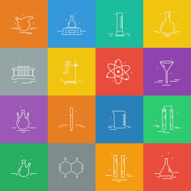 一套图标与化学实验室设备图片下载