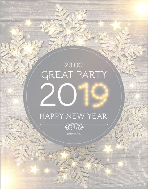 2019年新年快乐海报模板熠熠生辉图片下载