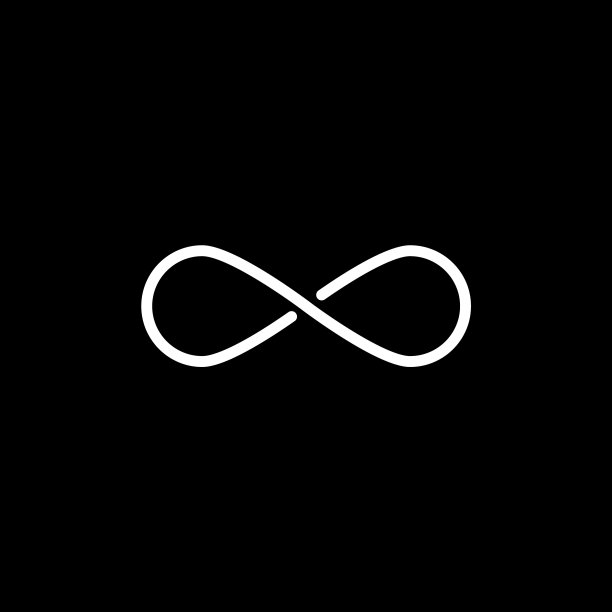 无限线图标在黑色背景黑色平图片下载