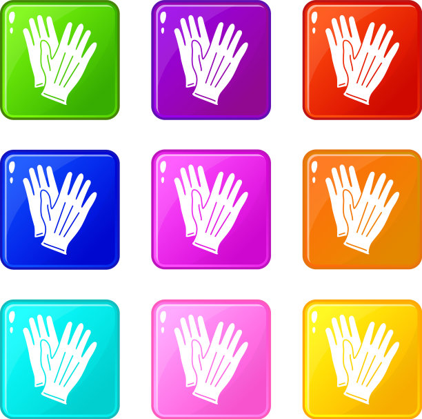 手套图标设置9个颜色收集图片下载
