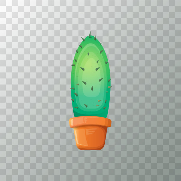 卡通绿色仙人掌在花盆上孤立图片下载