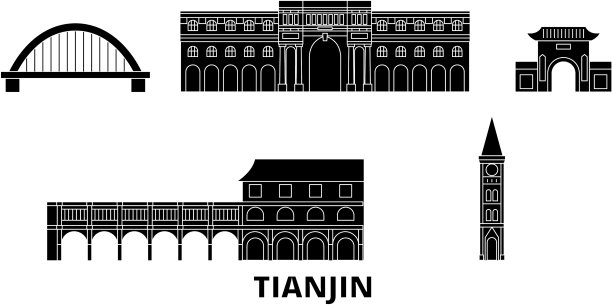 中国天津城市平面旅游天际线设置中国图片下载