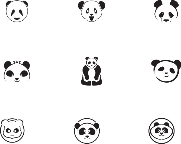 熊猫标志黑白头像图片下载
