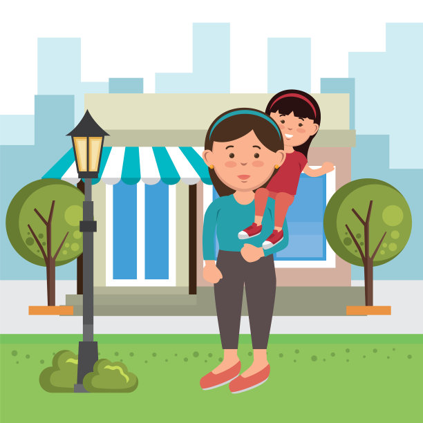 母亲和女儿在公园里图片下载