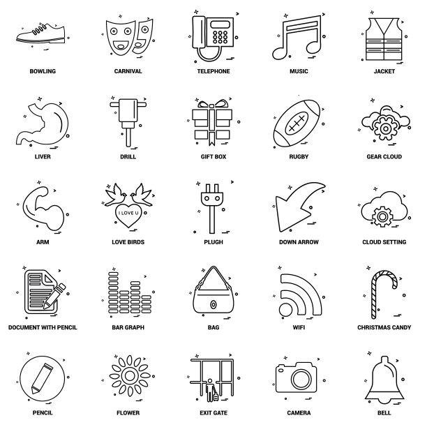 25个商业概念组合线图标集图片下载