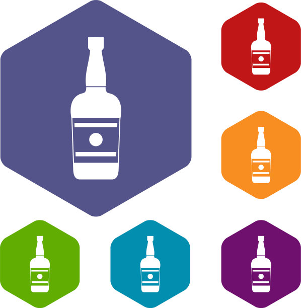 酒瓶图标六面体图片下载