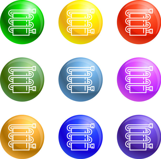 浴室加热管图标集图片下载