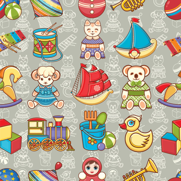 儿童玩具无缝图案设计元素图片下载