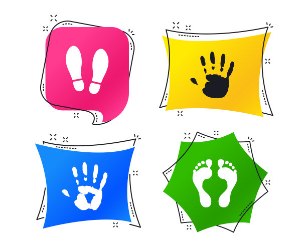 手印、脚印图标、鞋印符号图片下载