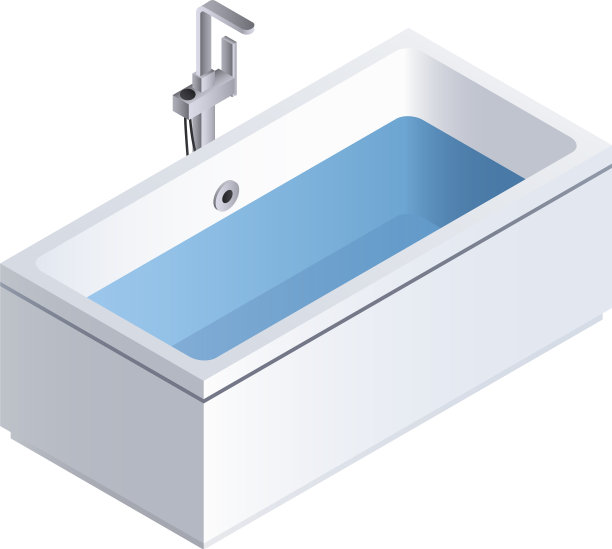 满水浴缸图标等距风格图片下载