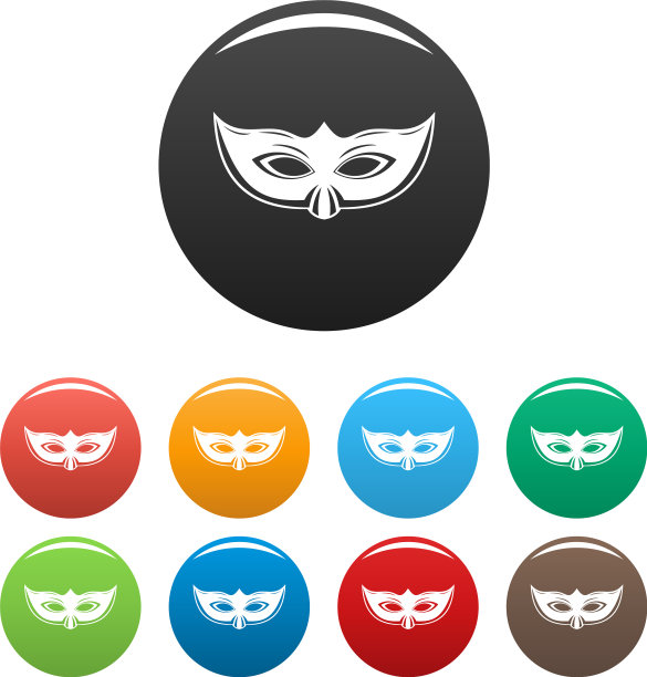 优雅的嘉年华面具图标设置颜色图片下载