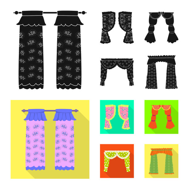 设计窗帘和窗帘的标志套图片下载