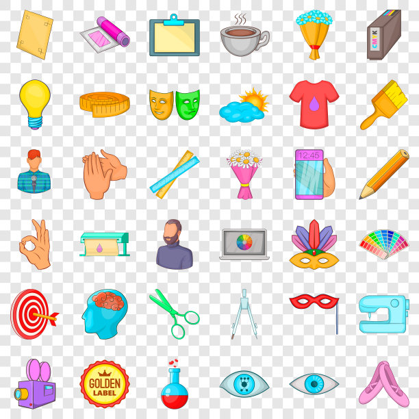 艺术工作室图标设置卡通风格图片下载