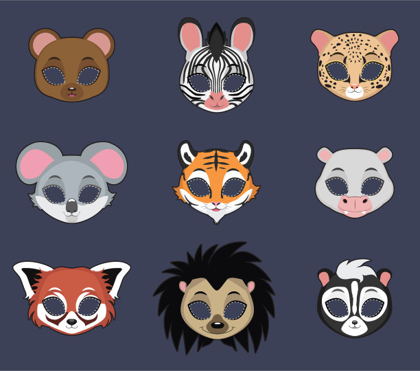 动物面具设置2万圣节和各种图片下载