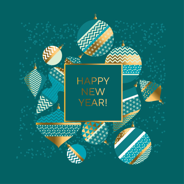 新年横幅与圣诞树装饰图片下载