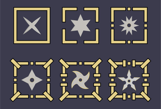 Set shuriken ICONS忍者武器samurai图片下载