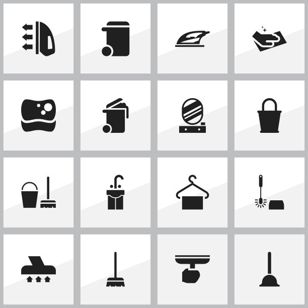 一组16可编辑的清理图标包括符号图片下载