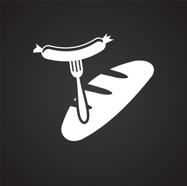 香肠和面包在黑色背景的图形图片下载