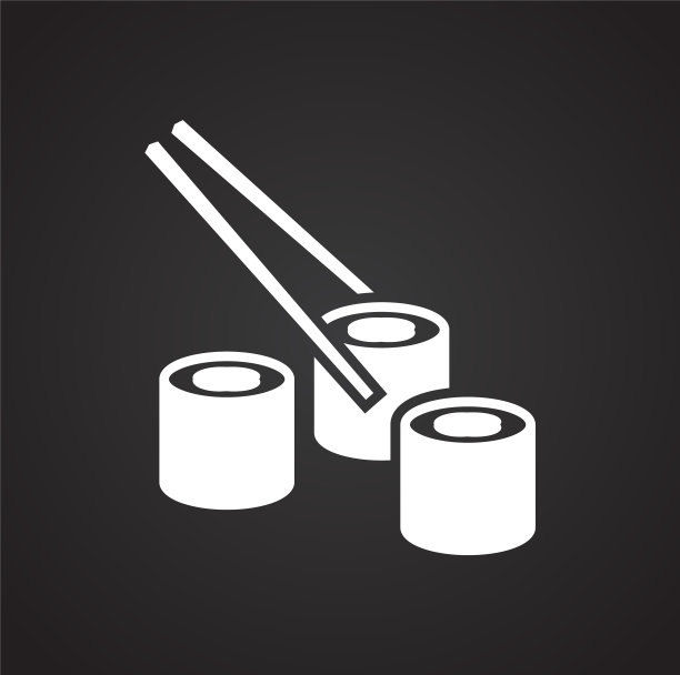 寿司图标在黑色背景的图形和网页图片下载