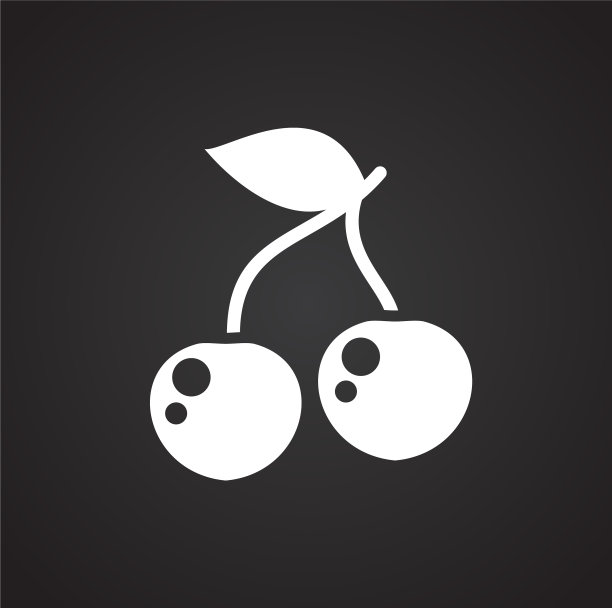 樱桃图标在黑色背景的图形和图片下载