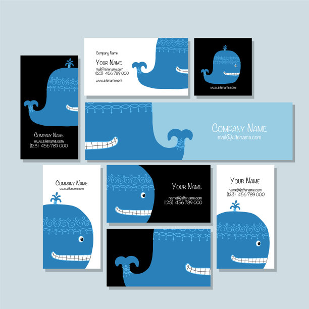 蓝鲸名片设计图片下载