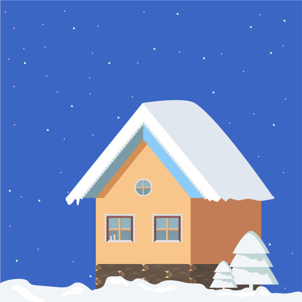 蓝色广场上孤立的冬季景观图片下载