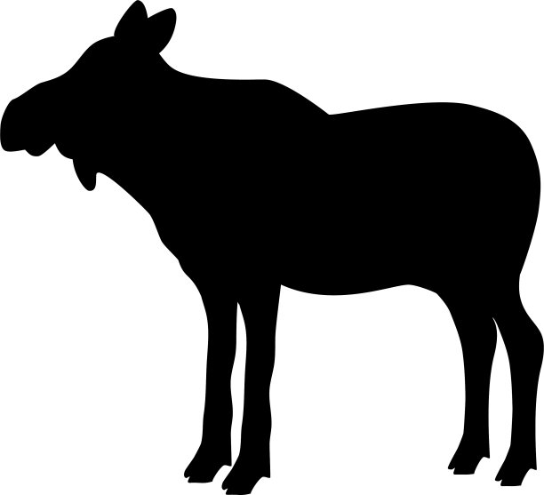 麋鹿，驼鹿，奶牛哺乳动物，黑色剪影动物图片下载