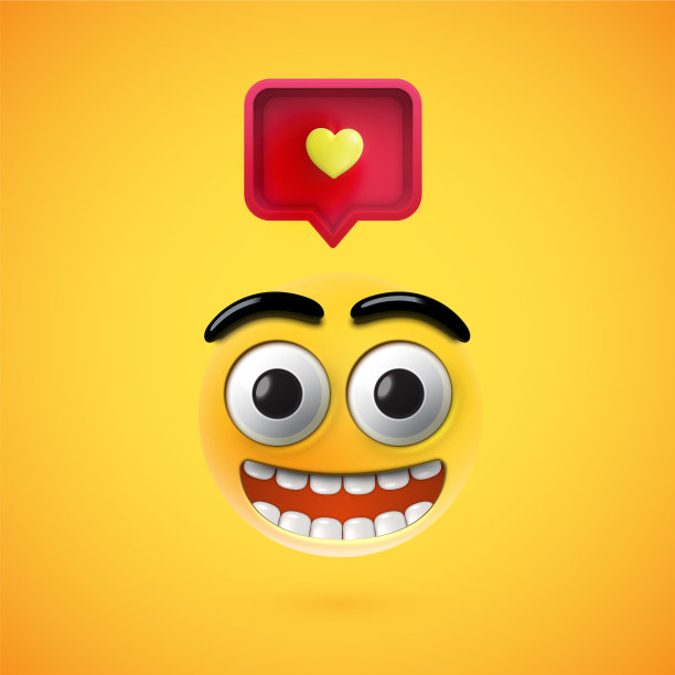 高详细的微笑与3d心脏标志图片下载