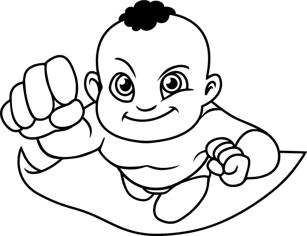 超级宝贝黑色线条艺术图片下载