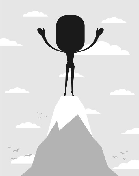 女人在山峰张开双臂图片下载