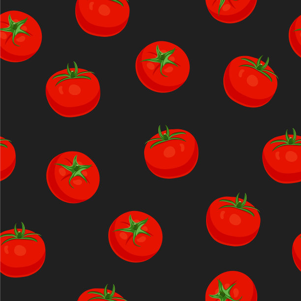 番茄蔬菜无缝图案上黑色图片下载