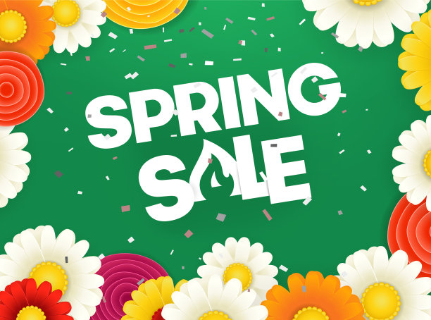 春季销售横幅照片与鲜花图片下载