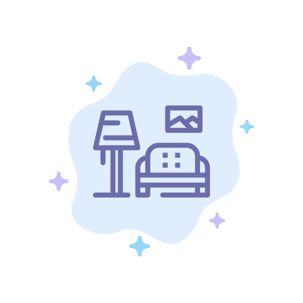 大块房间沙发画廊蓝色图标上抽象图片下载