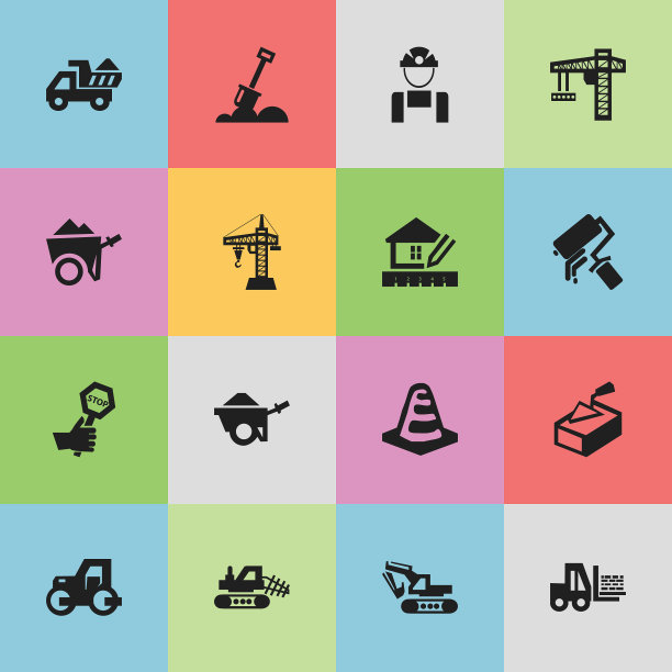 一套16可编辑的建筑图标包括图片下载